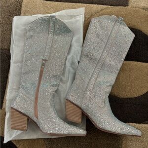 Silver Glitter Women's Boots